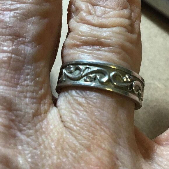 Ring, Sterling Silver Ring Band with 4 CZ, NEW, size 7, Handmade, Wedding, Artis - Picture 6 of 7